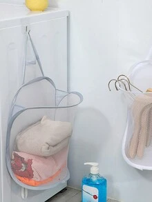 1入組壁掛式可摺疊洗衣籃,適用於浴室,洗澡間和整潔衣物存儲 - 灰色 - 查看 6