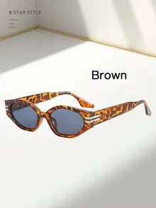 1pc Women's Small Polygon Frame Fashion Glasses, Great For Traveling - Grey - View 8