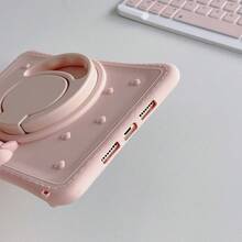 1pc Cute Heart Rabbit Anti-Fall Full Protective Silicone Soft Shell Tablet Case With 360 Rotation Stand Compatible With Ipad - Pink - View 6