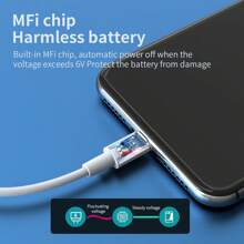 USB A轉Lighting充電線 [蘋果MFi認證] 3.3英尺，相容於 iPhone USB快速充電傳輸線，相容於 iPhone 14 13 13 Pro Max 12 12 Pro Max 11 XS XR X 8 iPad (白色) - 白色 - 查看 6