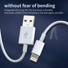 USB A轉Lighting充電線 [蘋果MFi認證] 3.3英尺，相容於 iPhone USB快速充電傳輸線，相容於 iPhone 14 13 13 Pro Max 12 12 Pro Max 11 XS XR X 8 iPad (白色) - 白色 - 查看 5