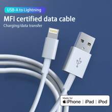 USB A轉Lighting充電線 [蘋果MFi認證] 3.3英尺，相容於 iPhone USB快速充電傳輸線，相容於 iPhone 14 13 13 Pro Max 12 12 Pro Max 11 XS XR X 8 iPad (白色) - 白色 - 查看 1