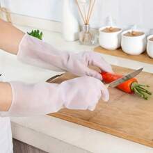 1對透明家用清洗手套,適用於洗碗、洗衣、廚房,具有耐用、厚實、防水功能 - 無色 - 查看 4
