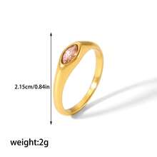 1pc Stainless Steel Women's Versatile Cubic Zirconia Ring For Dating, Party, And Office - Yellow Gold - View 4