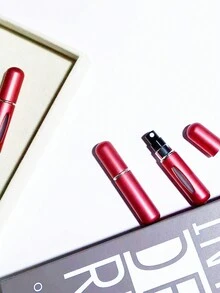 1入組5ml旅行裝可裝香水、洗髮露和洗澡露的可重複使用和便攜式帶帽噴霧瓶,底部可補充並帶泵芯噴霧的迷你香水瓶 - 紅色 - 查看 5