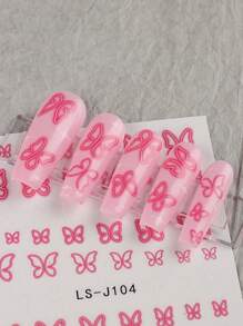 3D Pink Spring Nail Design Colorful Butterfly Nail Sticker 3D Nail Art Slider Geometric Nail Art Accessories Sticker - Multicolor - View 6