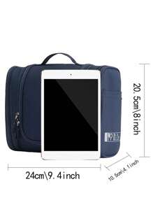 掛式旅行化妝包，旅行化妝品組織收納包，大容量防水折疊式化妝品收納包，使用多口袋沙灘袋沙灘必備品沙灘毛巾收納包沙灘配件沙灘用品假日包假日必備品夏季假期 - 藍色 - 查看 2