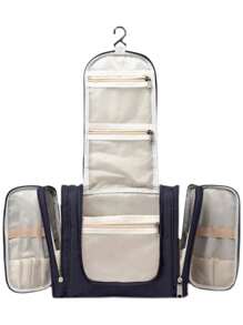 掛式旅行化妝包，旅行化妝品組織收納包，大容量防水折疊式化妝品收納包，使用多口袋沙灘袋沙灘必備品沙灘毛巾收納包沙灘配件沙灘用品假日包假日必備品夏季假期 - 藍色 - 查看 3
