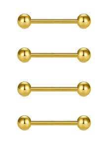 CIZME 4Pcs/Set Nipple Rings Tongue Rings Stainless Steel 14G Straight Barbells Piercing Jewelry 12mm,14mm,16mm,18mm