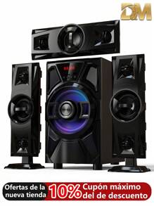 Bocinas Multimedia Teatro Profesional En Casa Bluetooth,Altavoces multimedia profesionales para cine en casa con Bluetooth, radio FM,USB,  Altavoces 3.1, altavoces Bluetooth grandes, altavoces estéreo inteligentes para el hogar, con mando a distancia, equipo de música para el hogar, lámpara LED de colores para decorar la habitación, altavoces estéreo para PC de moda, karaoke para PC, compatibles con sonido 3D Sistema de altavoces multimedia Sistema de audio Hi-Fi Conector auxiliar de 3,5 mm, AUX, sistema de sonido micro, altavoces con cable, sistema de sonido, música en miniatura, festivales de música, altavoz para fiestas, para ver películas, karaoke, escuchar canciones, ver partidos de fútbol, Halloween, Nochebuena, Navidad, reuniones de Año Nuevo, celebraciones de cumpleaños, temporadas de vuelta al colegio y graduaciones, temporadas de bodas y otras ocasiones festivas.DM-Y12 - Negro - Ver 2