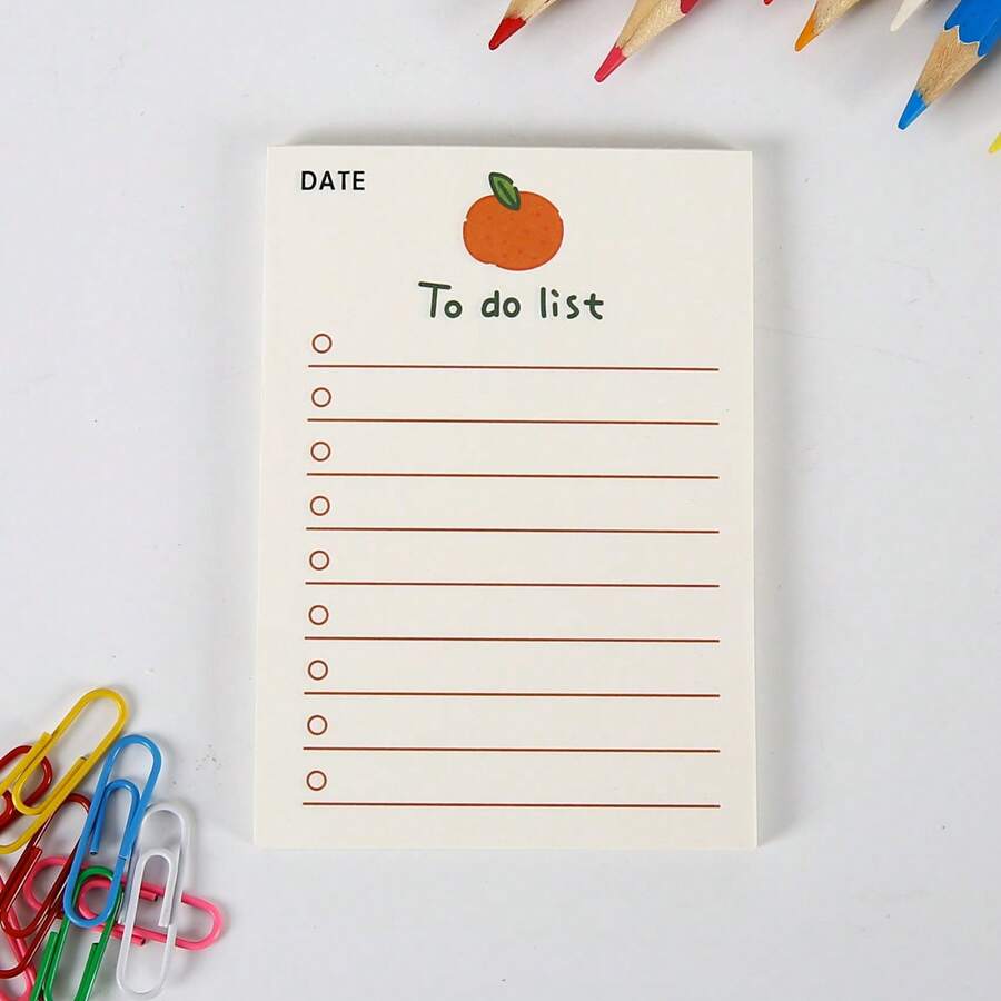 1入組50張果汁設計便條紙,可愛的記事本信息提示版,可用於記事和待辦事項清單 - 彩色 - 查看 1