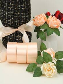 3 卷 x 22 米缎带，适用于 DIY 情人节手工玫瑰花材料、礼品包装、生日蛋糕和派对装饰、蝴蝶结编织丝带、多色 - 香檳色 - 查看 1