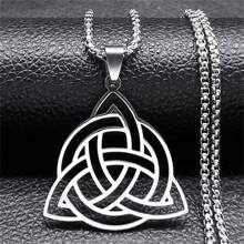 Aesthetic Infinity Trinity Knot Necklace For Women Men Stainless Steel  Celtic Irish Knots Hollow Chain Jewelry - Silver - View 7