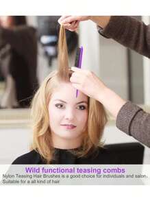 WANMEI 3pcs Hair Styling Brush Set, Including Volumizing Brush, Tail Comb, And Edge Brush, Suitable For Hairline And Nape, Easy Combing And Smooth Hair. Applicable For Barbershops, Beauty Salons, Travel, Back To School, Vacation And Various Occasions. Women's Hair Accessories Set, Including Comb, Hair Brush, Edge Brush, Hair Comb, Detangling Brush, Ball-Shaped Brush - Black - View 4