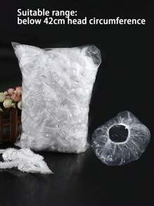 150 piezas Gorro de ducha de plástico transparente desechable (Adecuado para personas con circunferencia de cabeza de alrededor de 42 cm) - transparente - Ver 2