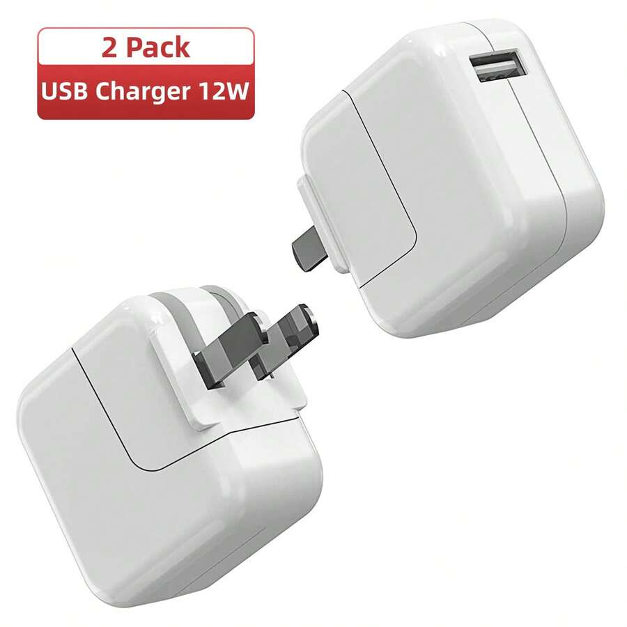 Ipad Iphone 充電器快速充電 2 包 Usb 壁式充電器可折疊塊 Iphone 充電旅行壁式插頭相容於 Ipad、ipad Pro、ipad Air、iphone - 白色 - 查看 1