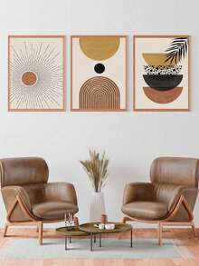 3入組奢華金葉、珊瑚和引言印花極簡主義畫布油畫套裝,適用於家庭客廳臥室裝飾,不含框架 - 彩色 - 查看 6