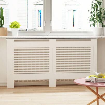 Extra Height Radiator Cover Wood: Internal Height 100cm Extra Large White Horizontal Slat Heater Covers Modern Tall Radiator Shelf Thicken MDF Wooden Hallway Home Office Furniture Decorative,High Radiator Cover: Modern Horizontal Slats Radiator Cover MDF Cabinet Radiator Shelf For Bedroom Living Room