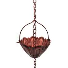 1pc Lotus Shaped Metal Rain Chain For Home & Garden Decoration, Rain Chain For Gutter And Drainage Chain - Bronze - View 3