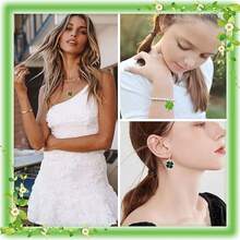 60入組/袋帶幸運的四葉和三葉草形吊墜,適用於鑰匙扣、項鍊、手鍊、diy工藝、聖帕特里克節裝飾 - 彩色 - 查看 7