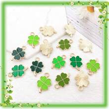 60入組/袋帶幸運的四葉和三葉草形吊墜,適用於鑰匙扣、項鍊、手鍊、diy工藝、聖帕特里克節裝飾 - 彩色 - 查看 5