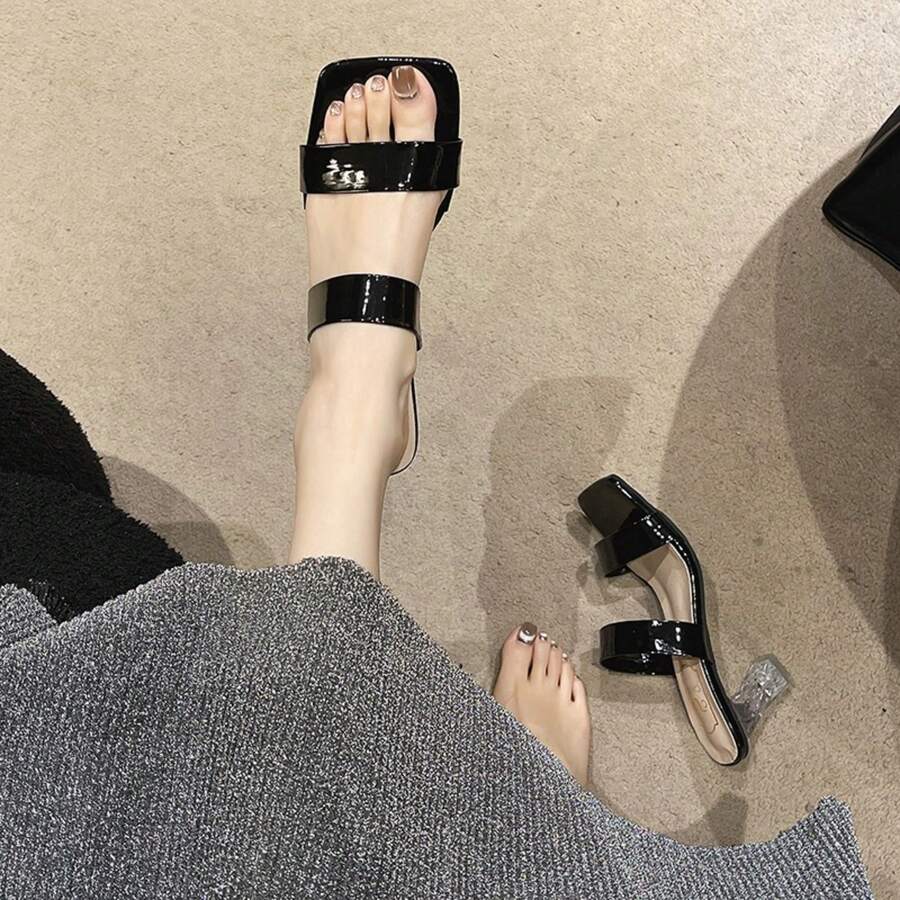 Thanh lịch & Đơn giản Đen Cao gót Dép xăng đan Đối với phụ nữ - màu đen - Xem 1