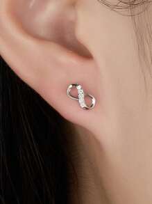 1pair S925 Sterling Silver Infinity Symbol Stud Earrings, Cute Women's Accessory For A Date - Ladies Fashion Earrings - View 7