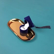 1入組織物首飾收納盒,創意畢業帽設計珠寶收納盒收納盒 - 藍色 - 查看 9