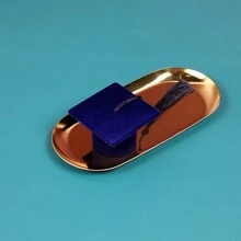 1入組織物首飾收納盒,創意畢業帽設計珠寶收納盒收納盒 - 藍色 - 查看 2