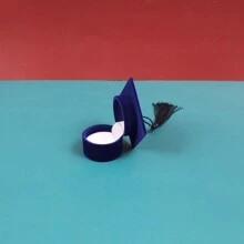 1入組織物首飾收納盒,創意畢業帽設計珠寶收納盒收納盒 - 藍色 - 查看 4