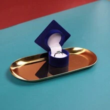 1入組織物首飾收納盒,創意畢業帽設計珠寶收納盒收納盒 - 藍色 - 查看 8