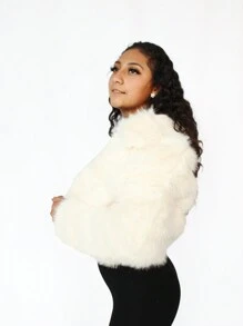 Abrigos de Mujer_ Chaqueta de abrigo de piel sintética para mujer. - Blanco - Ver 2