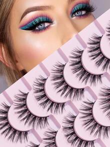 7pairs/Set Natural Length & Cross Design False Eyelashes For Daily/Party Wear, 0.5-1.5cm - Natural Lashes - View 1