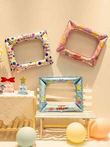 1只生日攝影道具氣球鋁箔氣球,生日快樂氣球相框相框攝影道具生日派對裝飾 - 彩色 - 查看 4