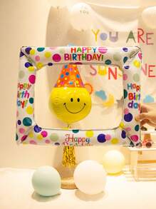 1只生日攝影道具氣球鋁箔氣球,生日快樂氣球相框相框攝影道具生日派對裝飾 - 彩色 - 查看 1