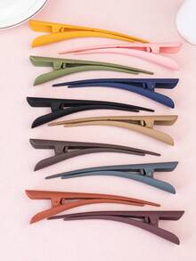 1套/10入女孩的莫蘭迪色混合啞光角形髮夾12.5cm長髮飾,適用於日常使用 - 彩色 - 查看 3