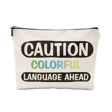 1pc Text Pattern Printed Cosmetic Bag With Large Capacity, Portable Toiletry Bag, Travel Organizer - Multicolor - View 4