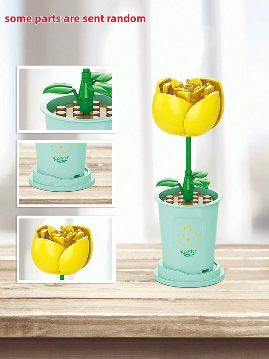 122入組積木套裝,附有小花模型,小顆粒益智教育拼裝玩具,適合當作禮物送給孩子 - 彩色 - 查看 1