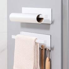 1入時尚耐用的不鏽鋼冰箱磁吸毛巾條,適用於浴室－易於安裝的掛牆毛巾架帶有卷紙掛勾－完美的浴室配件 - 白色 - 查看 2
