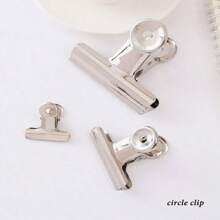 3pcs Stainless Steel Round Bulldog Clips With Strong Grip For Holding Note, Paper, File, Stationery Supplies For Students And Office Back To School,Back To School,School Supplies - Silver - View 2