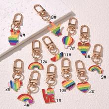 1pc Fashionable Ins Style Alloy Keychain With Rainbow, Hand Gestures, Love, Balloon & Cartoon Design. Suitable For Both Men And Women As A Gift Or For Personal Use - Multicolor - View 1