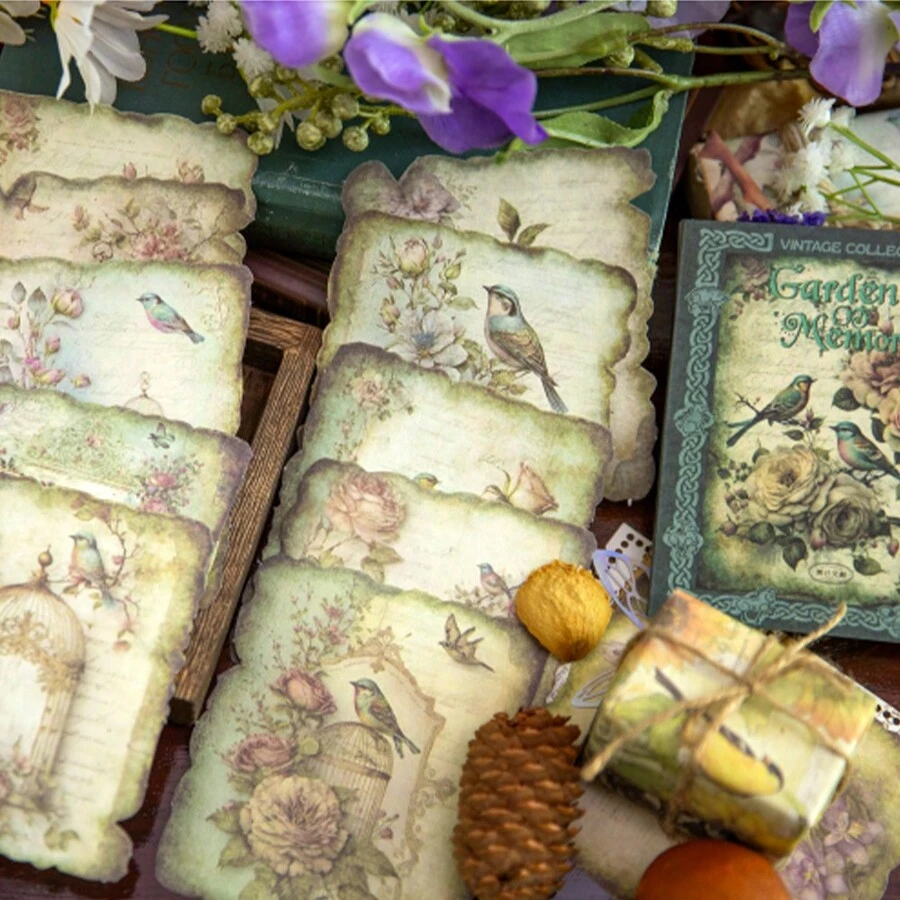 50 tờ Retro Giấy sổ lưu niệm Bộ Không dính Sổ lưu niệm Quân nhu Đóng gói Đối với Tạp chí Người lập kế hoạch DIY Nghệ thuật Viết nhật ký Đạn Thủ công Sổ tay Retro Bối cảnh Giấy - Màu xanh Bạc hà - Xem 1