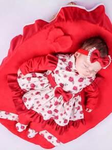 Baby Girls Rompers - 紅色 - 查看 3