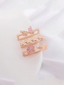 3pcs Watch Band Decorative Ring, Multi-Color Butterfly Electroplated Rhinestone Stud, Compatible With Apple/Samsung/Huawei Silicone Watch Bands (Watch And Watch Band Not Included) - Rose Gold - View 4