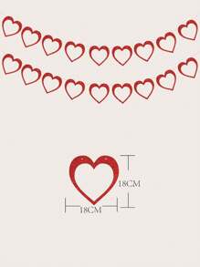 1入情人節主題派對裝飾紅色中空心形橫幅 - 紅色 - 查看 2