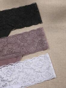 3pcs Lace Flower Pattern Sexy Thongs, Low Rise - Multicolor - View 5