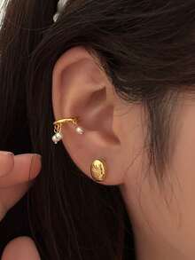 1pair And Fashionable Women's Exquisite Stud Earrings With Minimalist & Sophisticated 8-Pointed Star Design, New Gold Plated Copper Earrings Suitable For Daily Wear, Parties, Gifts, Dinner, School, Suitable For Sweet And Cool Girls, Neutral And Coquettish Boys And Girls, Personalized Accessories - Gold - View 4