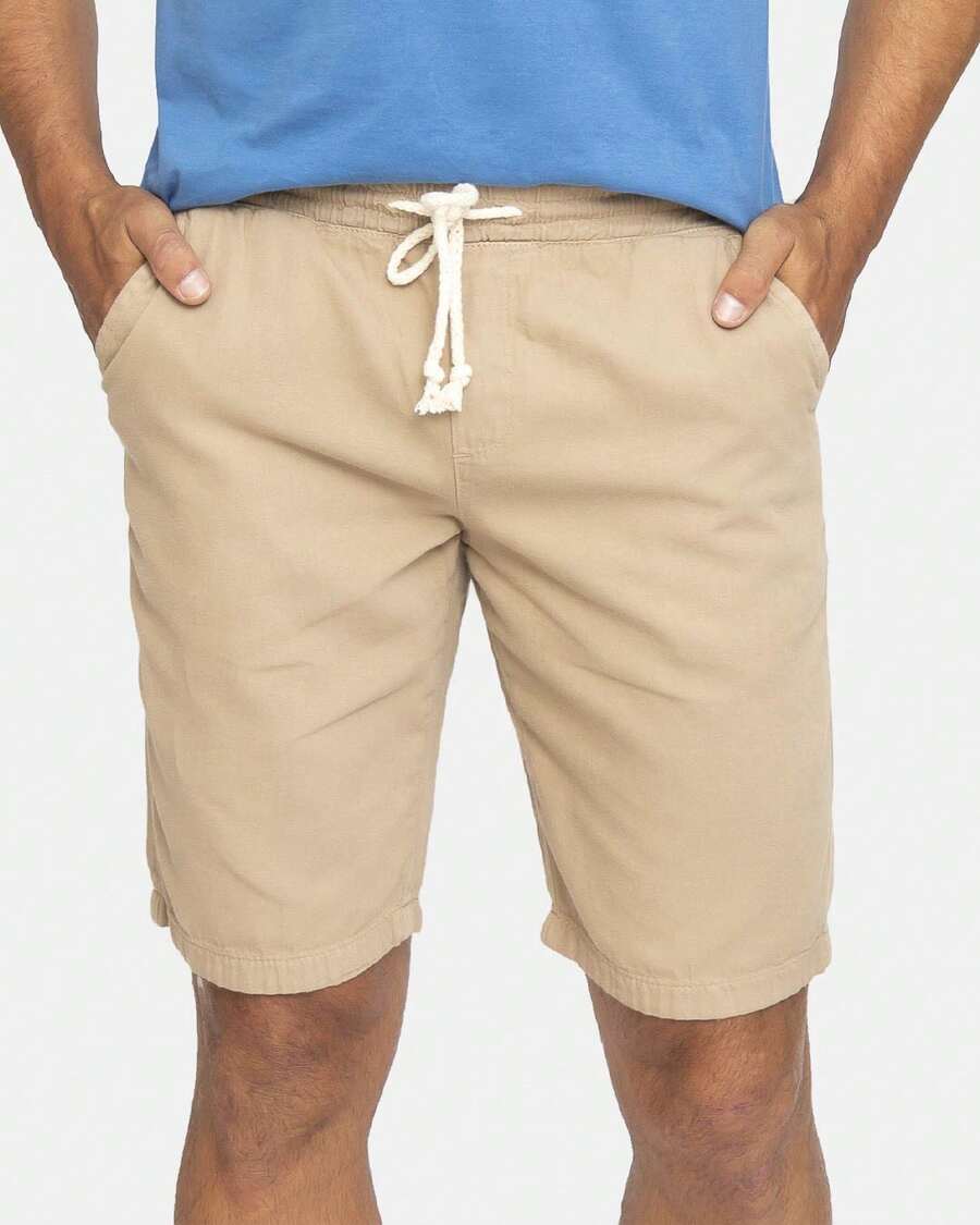 Men Denim Shorts - 卡其色 - 查看 1