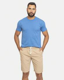Men Denim Shorts - 卡其色 - 查看 7