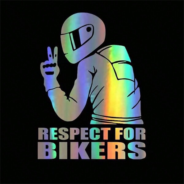 AD 1 miếng dán xe hơi/xe máy phản quang 3D có thể tháo rời "Respect Riders" (Tôn trọng người lái xe)